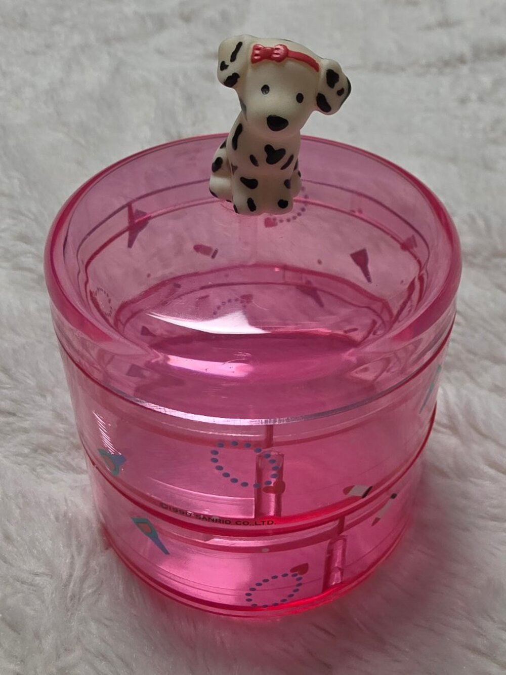 Vintage 1990 Sanrio Spottie Dottie Pink 2-Tier Jewelry Trinket Box Case Plastic